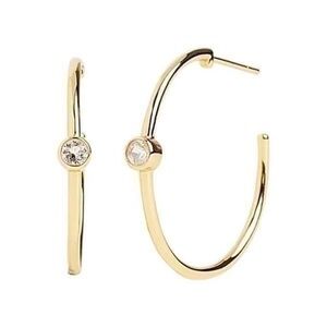 Elegant Gold Hoop Earrings with Crystal Detail